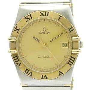 OMEGA Constellation 18K Gold Steel Quartz Mens Watch 396.1080 Polished